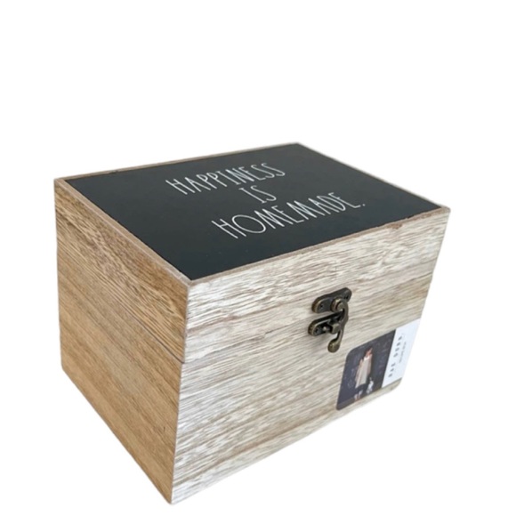 NEW Rae Dunn Wooden Happiness is Home Made Recipe Box - Picture 4 of 4